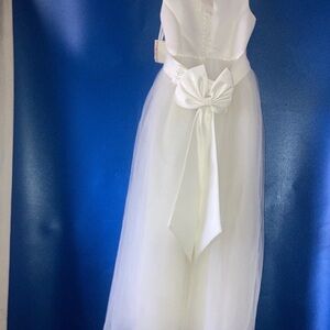 David's Bridal White Formal Kids Dress